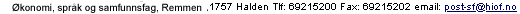 H�gskolen i �stfold, Os alle 5, 1757-Halden Tlf:69215200 Fax:69215202 email:post-sf@hiof.no